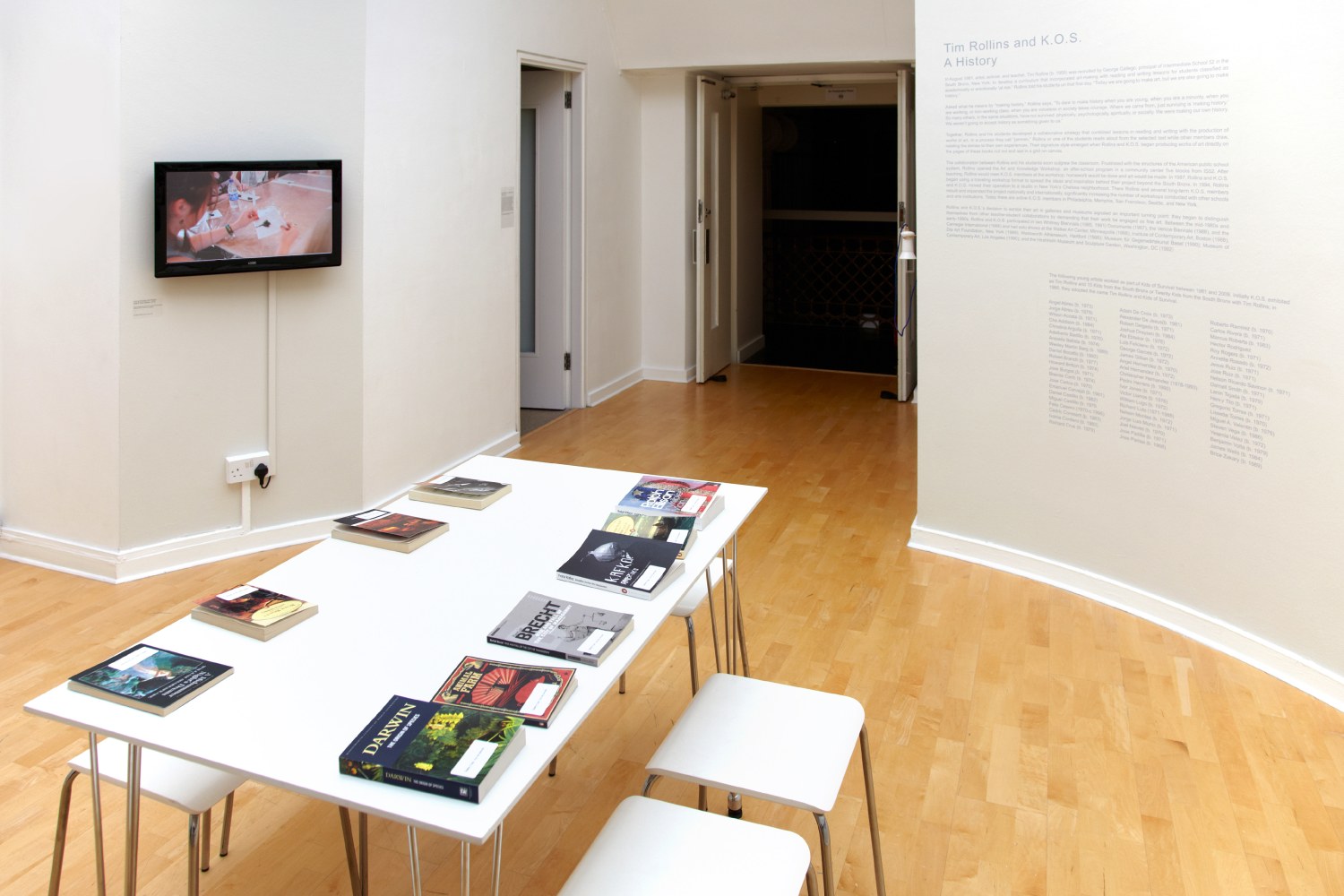 Installation view of works by Tim Rollins and K.O.S.