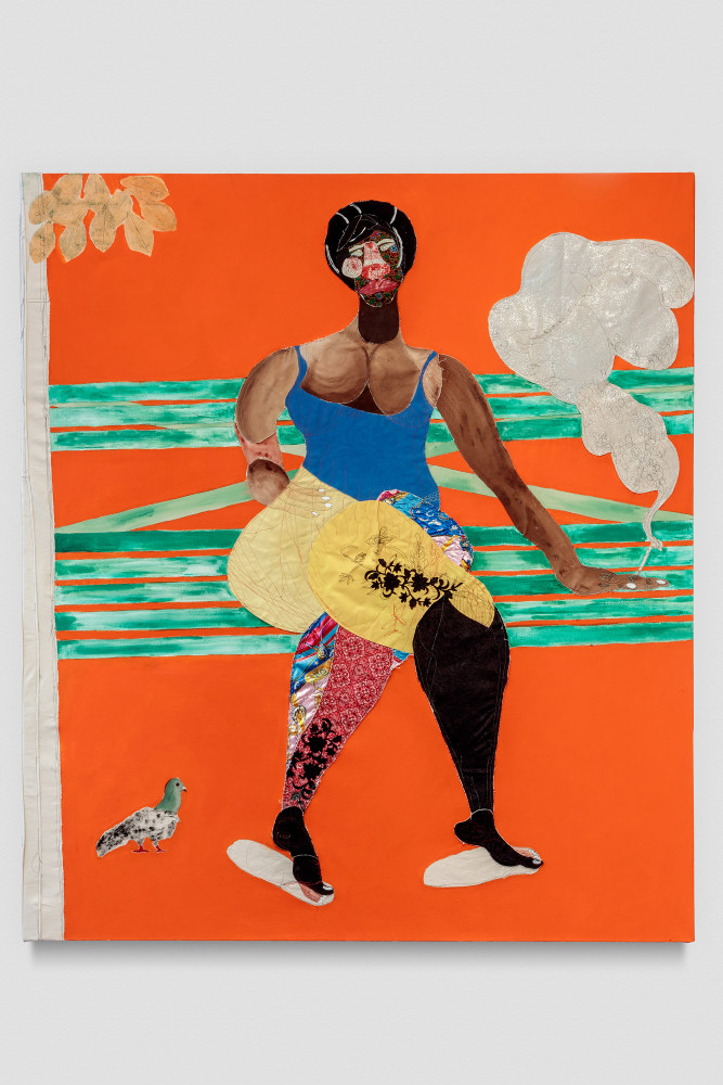 Installation view of painting by Tschabalala Self