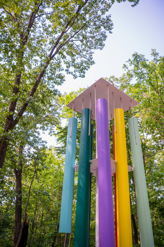 Installation view of sculpture by Sam Falls