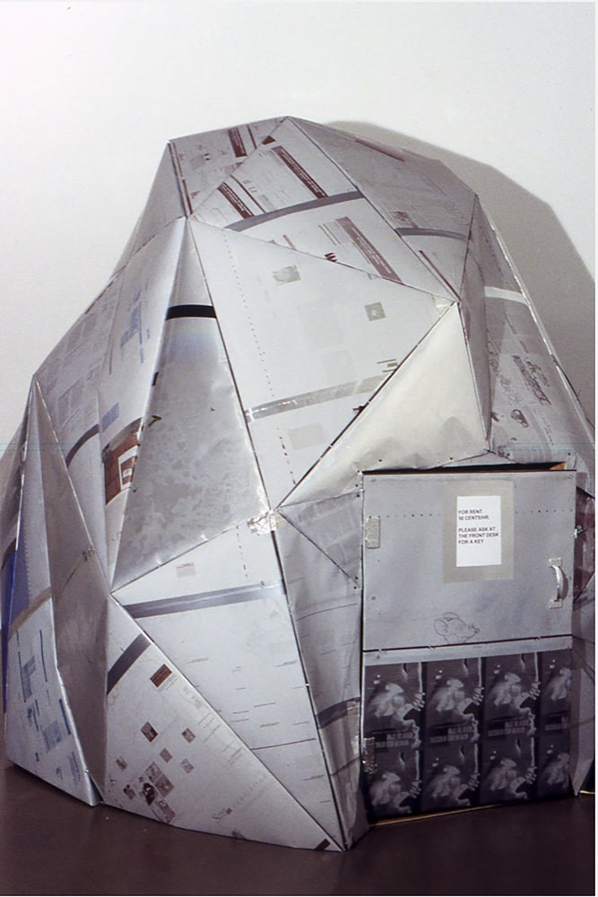 Installation view of sculpture by Oscar Tuazon