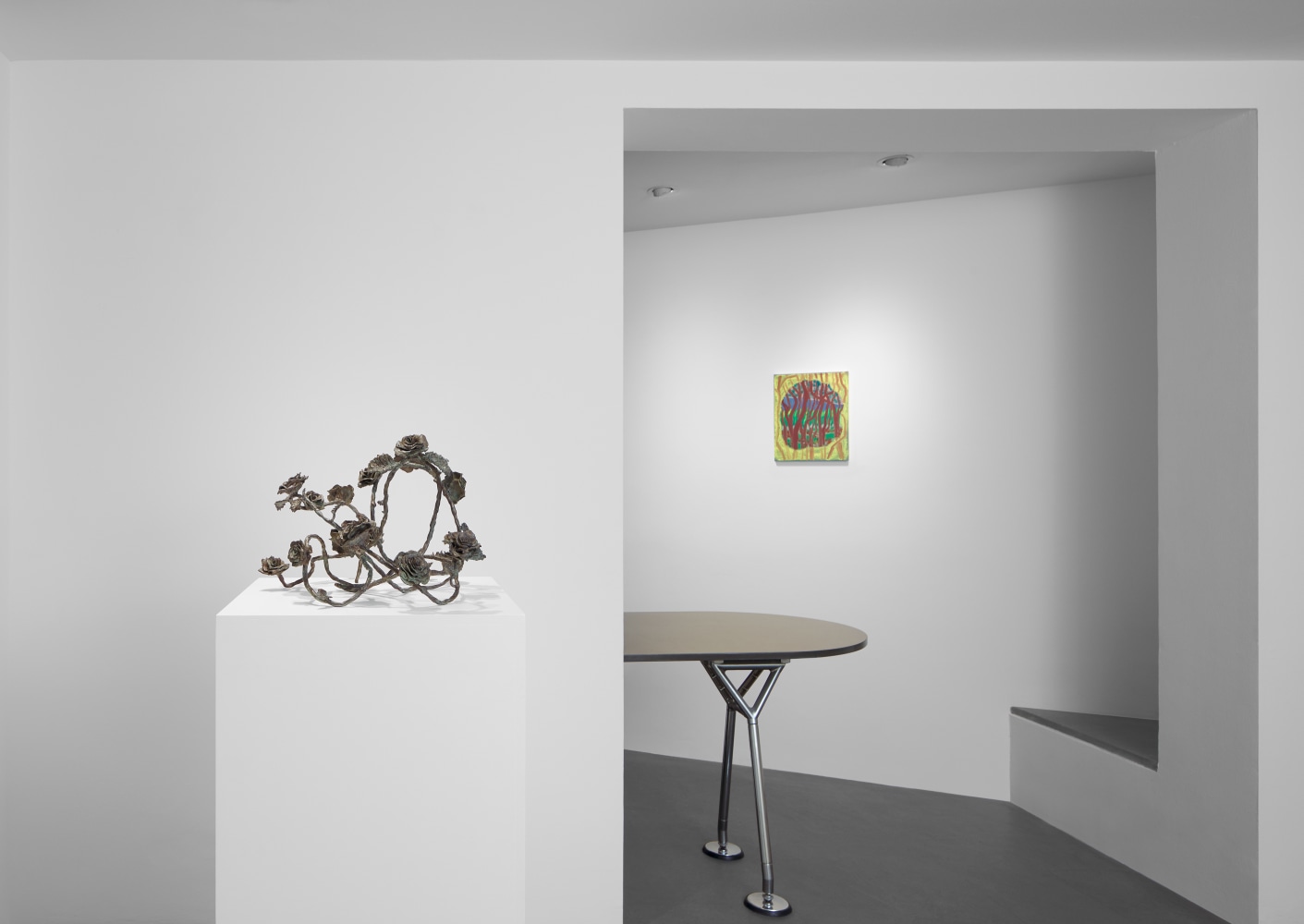 Installation view, Jean-Marie Appriou, Sam Falls, Shara Hughes, Galerie 75 Faubourg, Paris, 2021