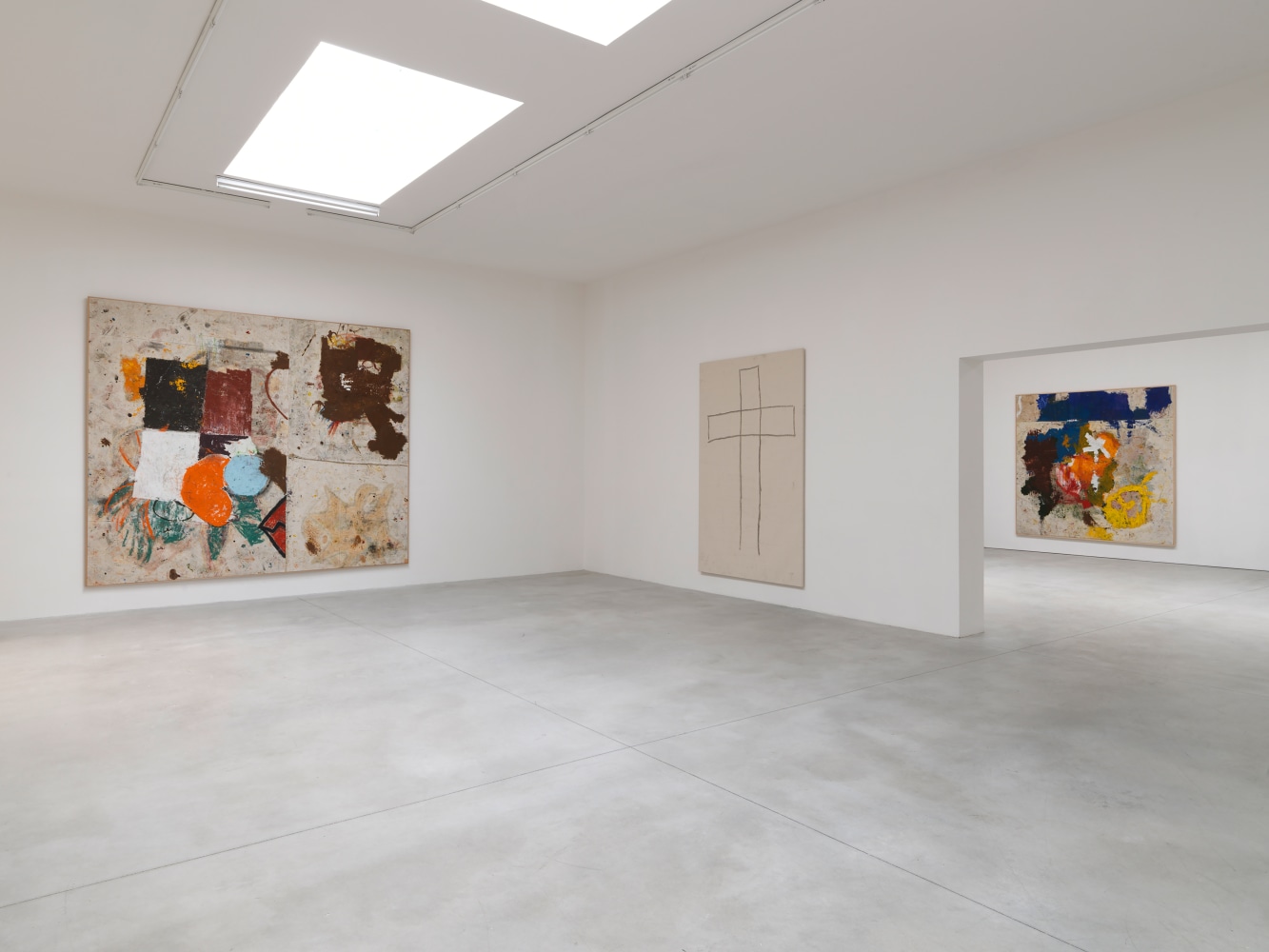 Installation view of paintings by Joe Bradley