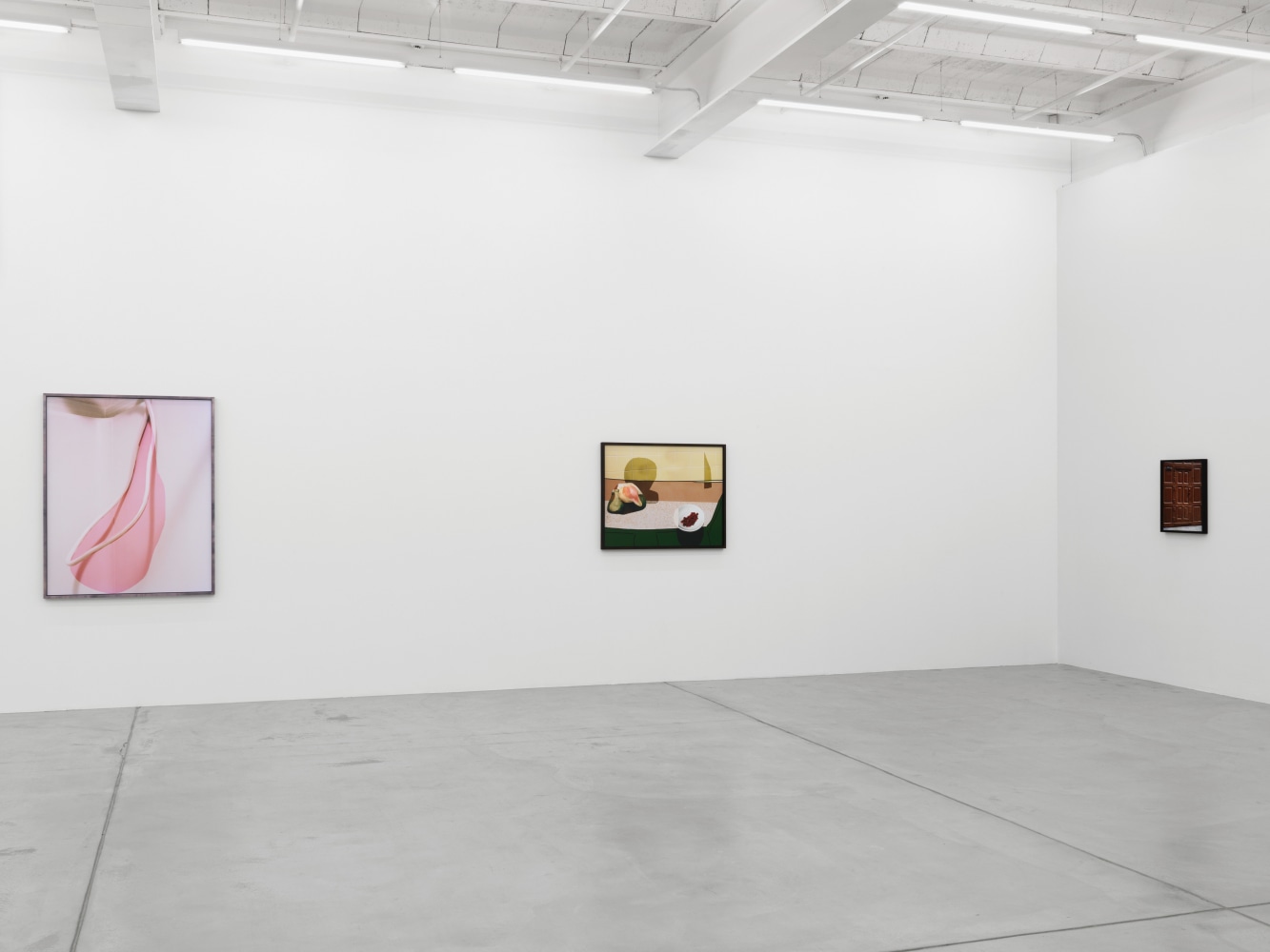 Installation view of Lucas Blalock photography and sculpture exhibition