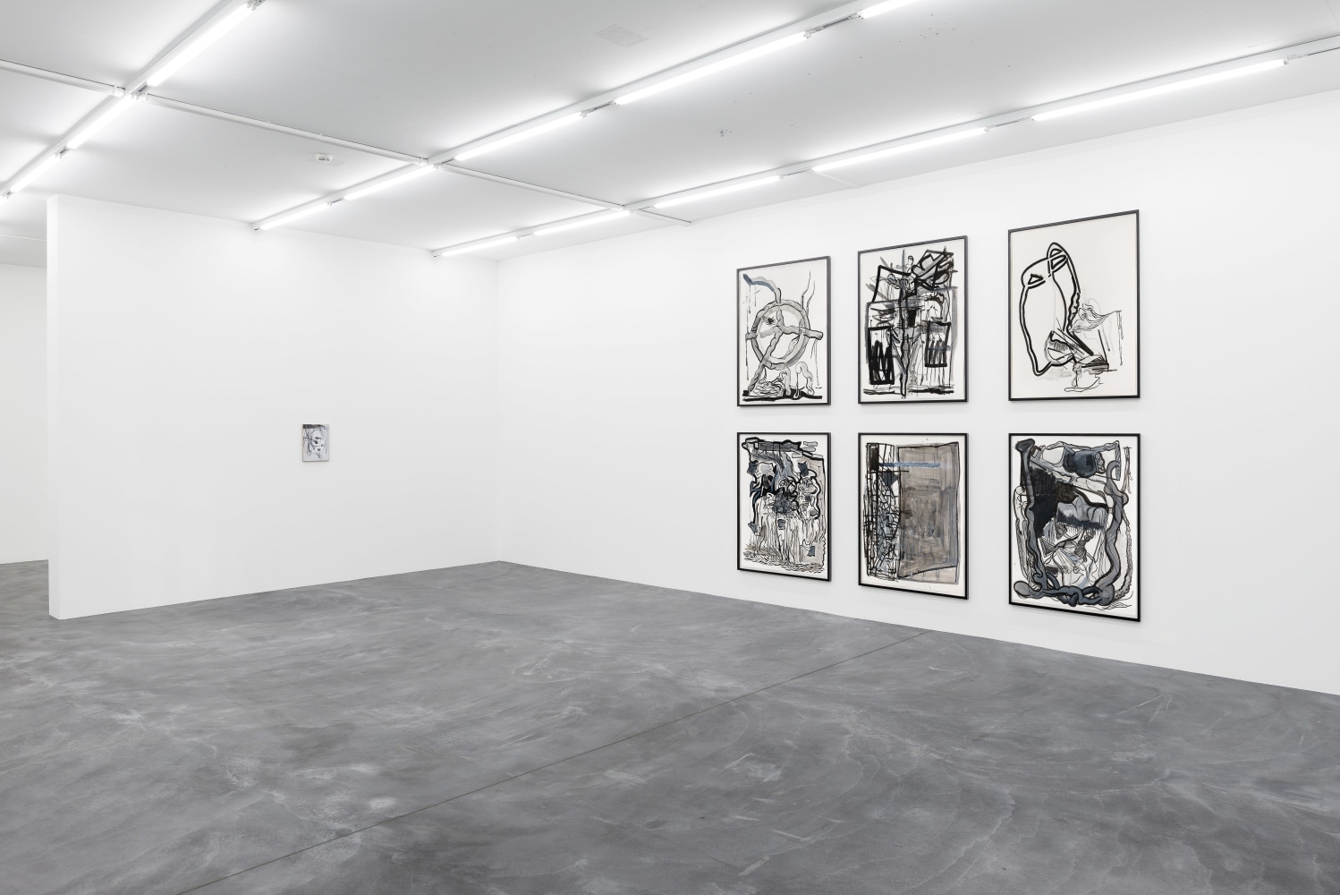 Installation view of Tobias Pils paintings and works on paper exhibition