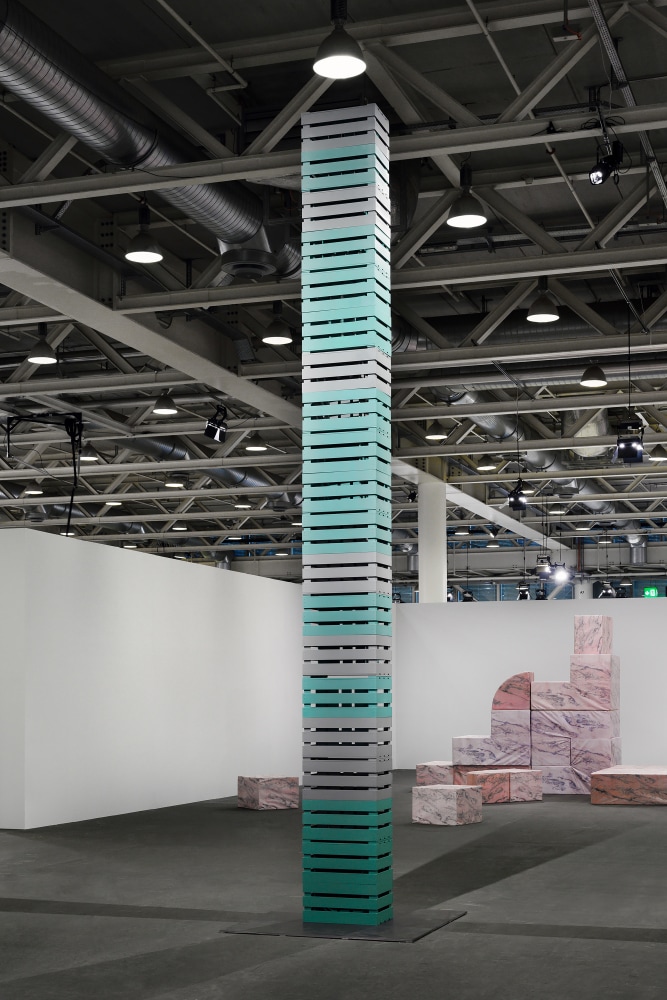 Installation view of sculpture by Valentin Carron