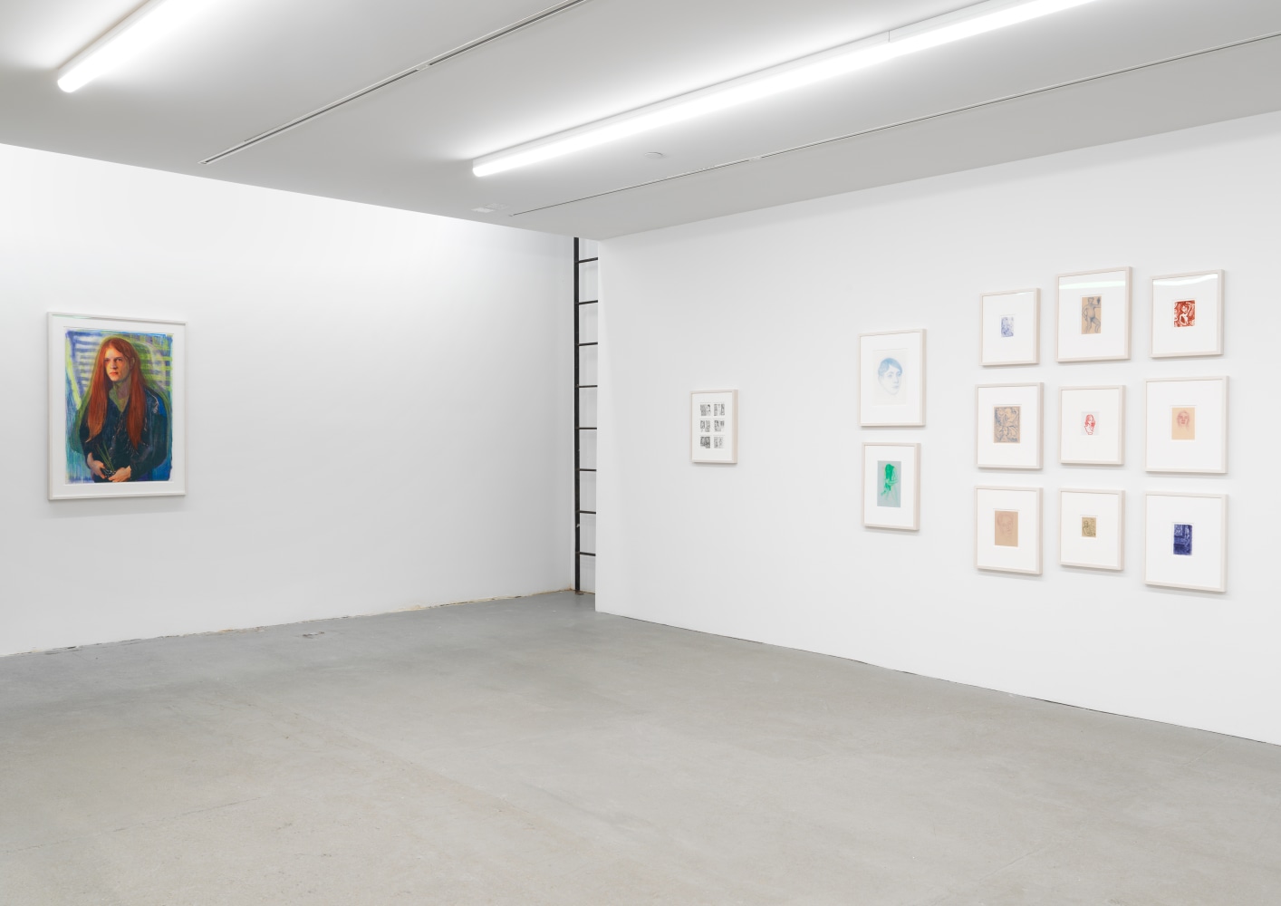 Installation view of Steven Shearer paintings and drawings exhibition