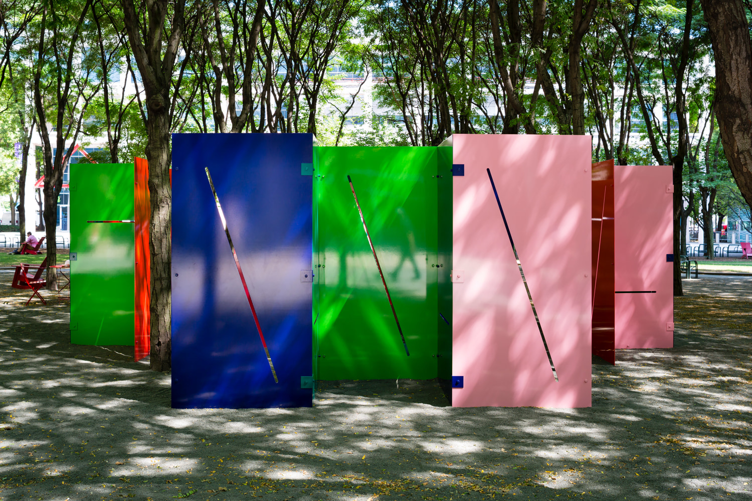 Installation view of sculpture by Sam Falls