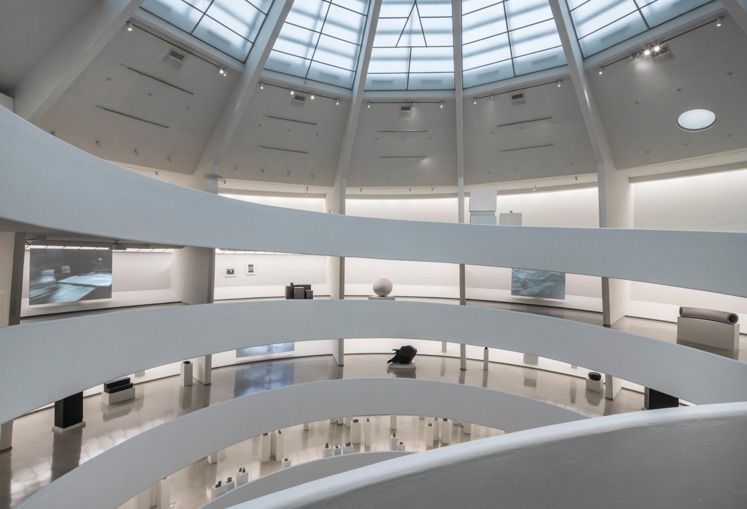 Installation view of sculptures by Peter Fischli and David Weiss