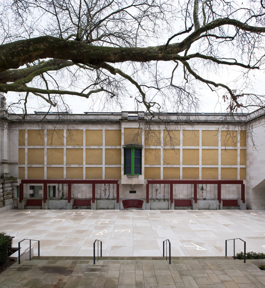 Installation view of outdoor sculpure by Martin Boyce
