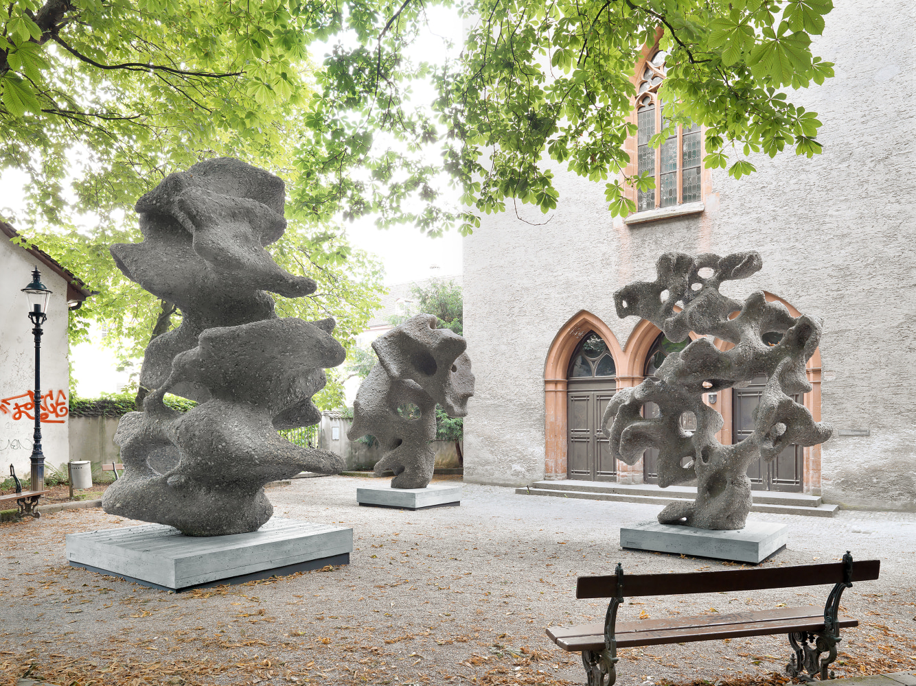 Installation view of sculptures by Ugo Rondinone