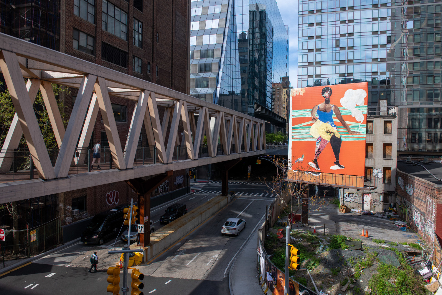 Installation view, Tschabalala Self, Loosie in the Park, Highline Billboard, New York, 2024