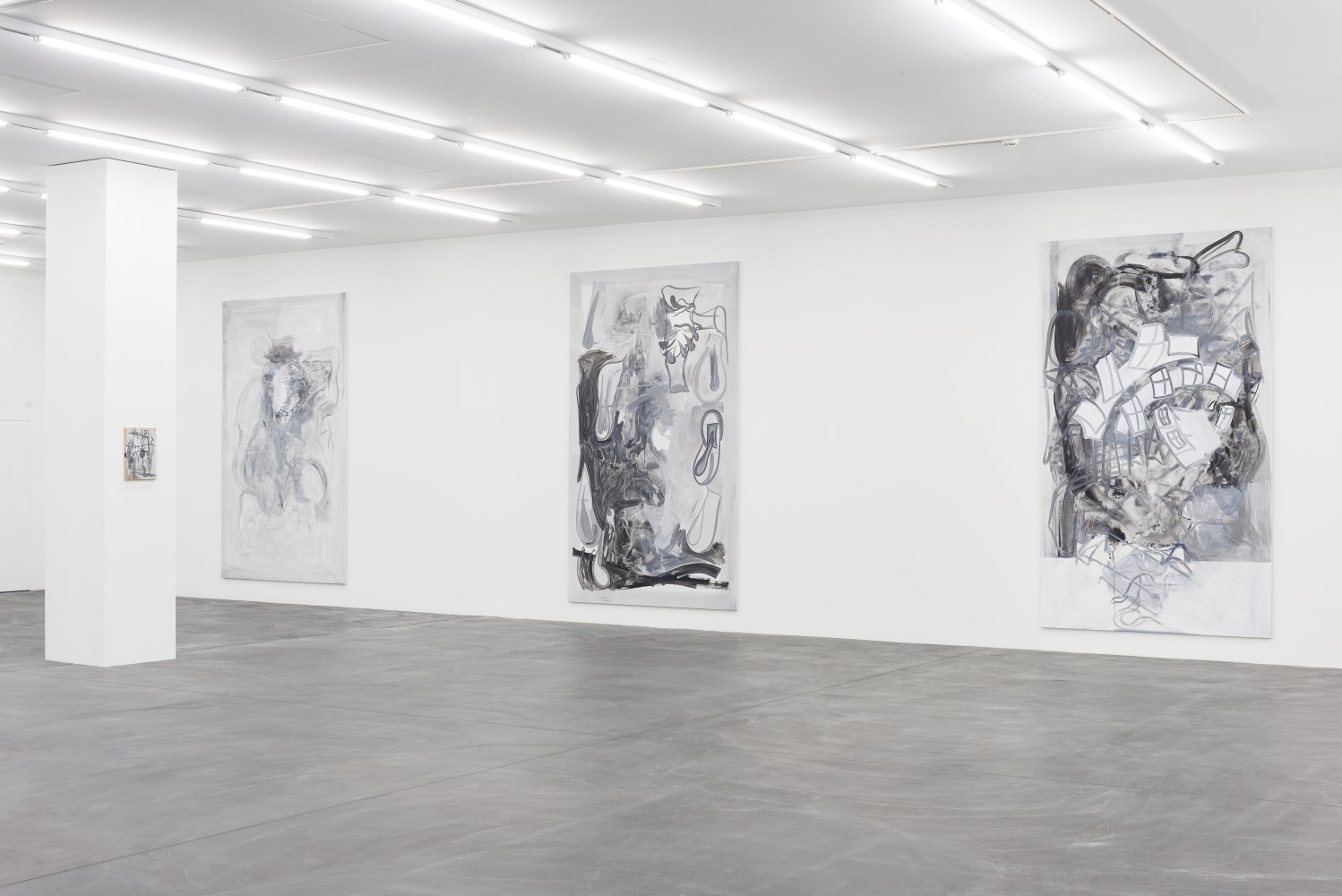 Installation view of Tobias Pils paintings and works on paper exhibition