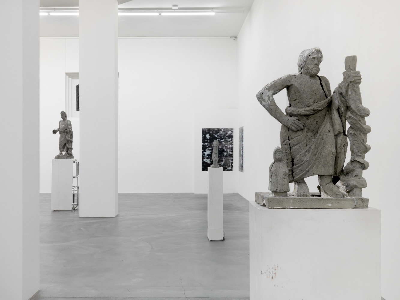 Installation view of Justin Matherly sculpture and monoprint exhibition