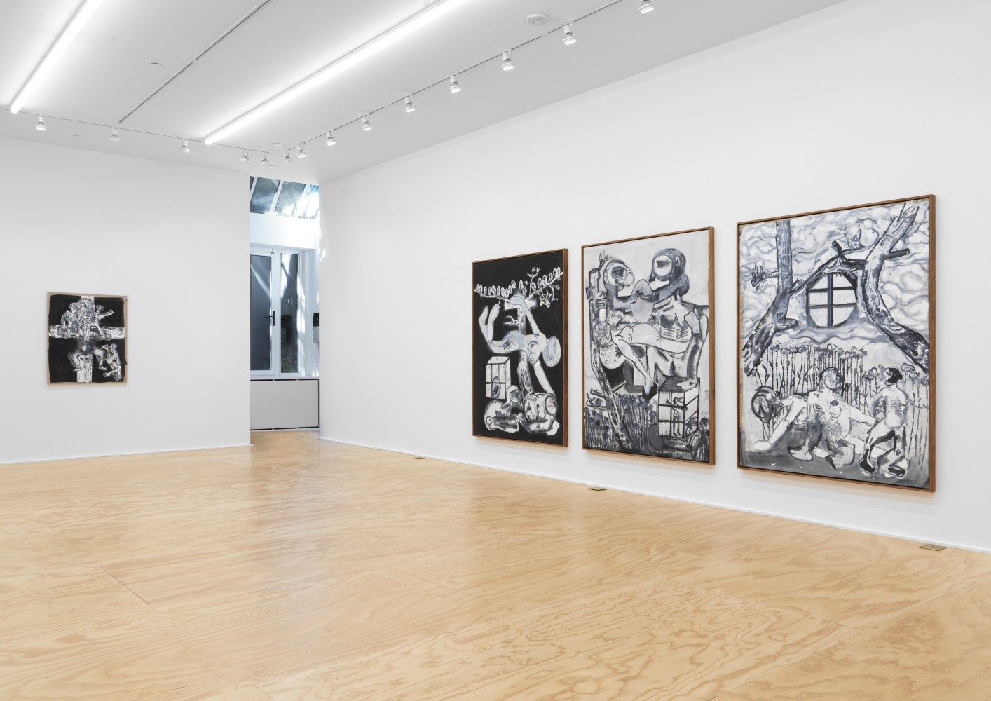 Installation view of Tobias Pils paintings and ink works on paper exhibition