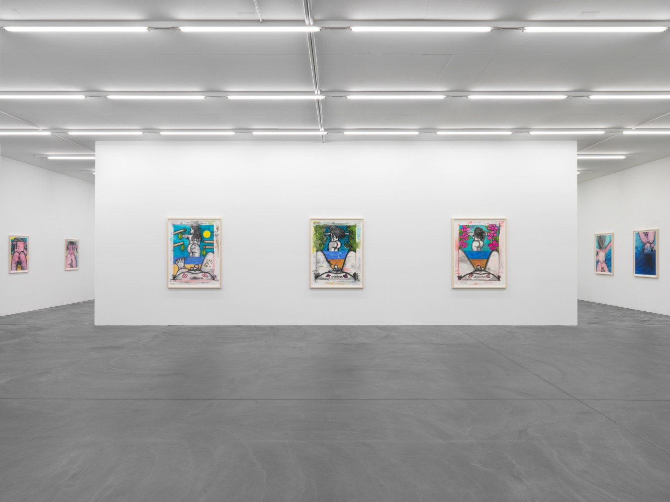 Installation view of Carroll Dunham monotypes exhibition