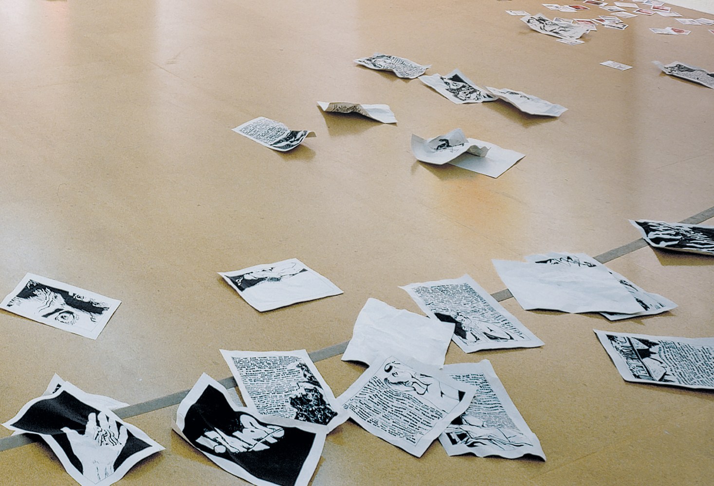 Installation view of paintings and sculptures by Ugo Rondinone