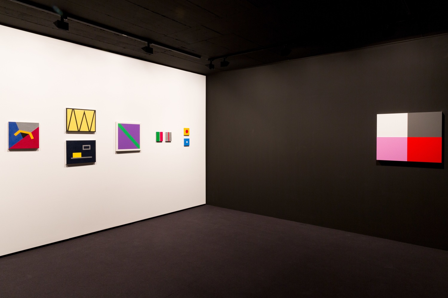 Installation view of wall works by Gerwald Rockenschaub