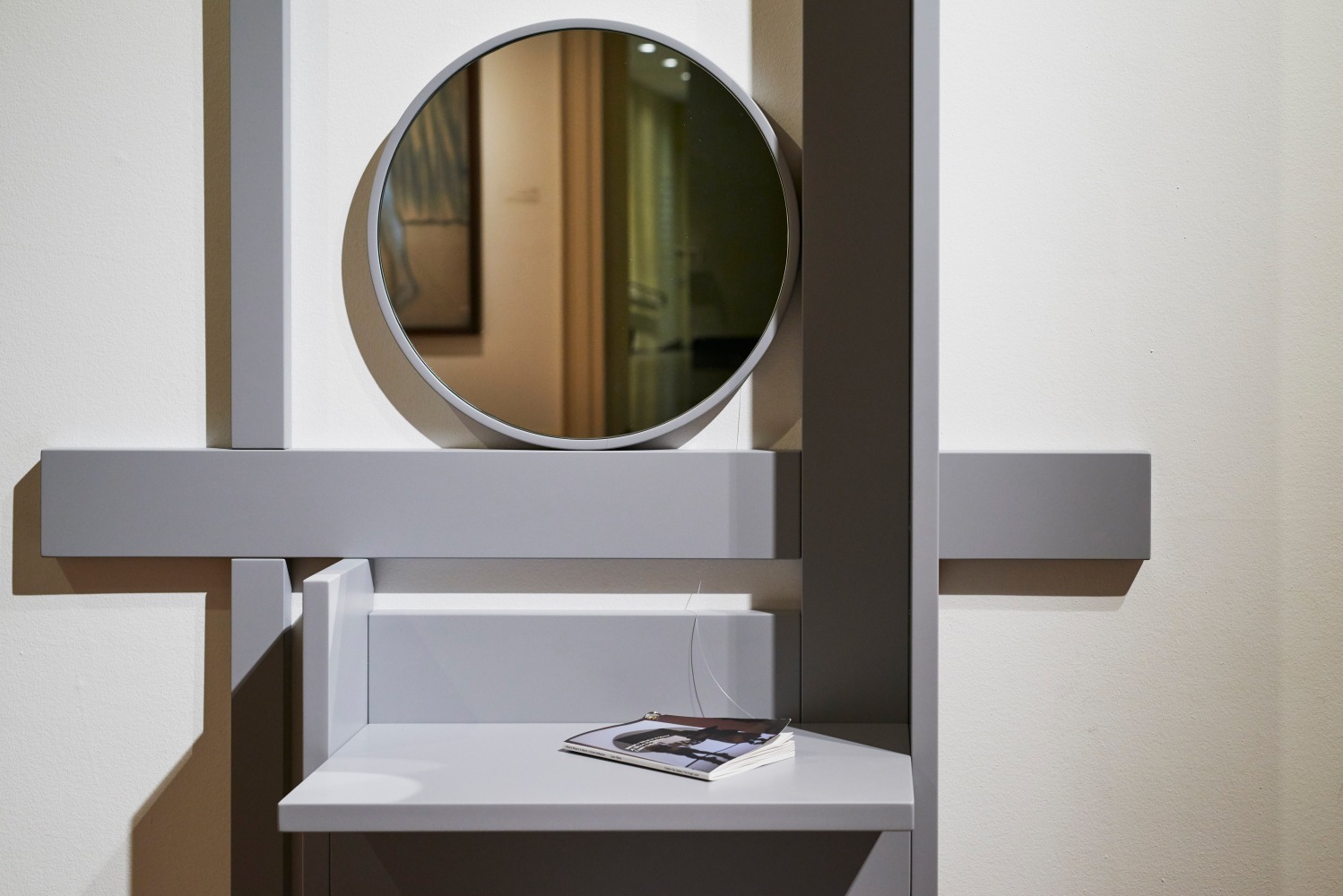 Installation view of sculptures by Liam Gillick