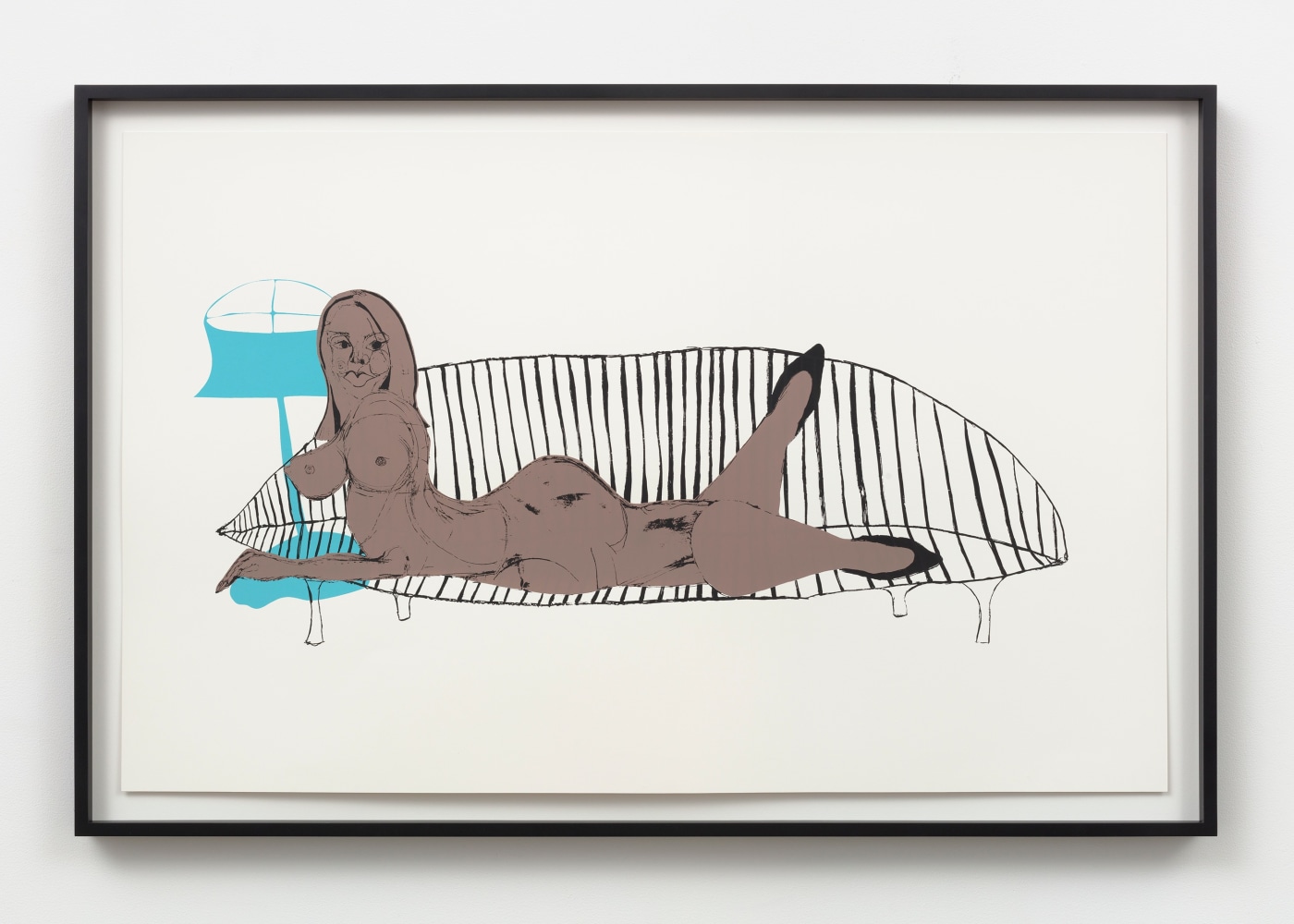 Home Alone - Dark Girl in White Room

2023

Water-based screenprinting ink on Saunders paper

Unique

Sheet 85 x 135.5 cm / 33 1/2 x 53 1/4 in

Frame 96 x 146.5 x 5 cm / 37 7/8 x 57 5/8 x 2 in

&amp;copy; Tschabalala Self