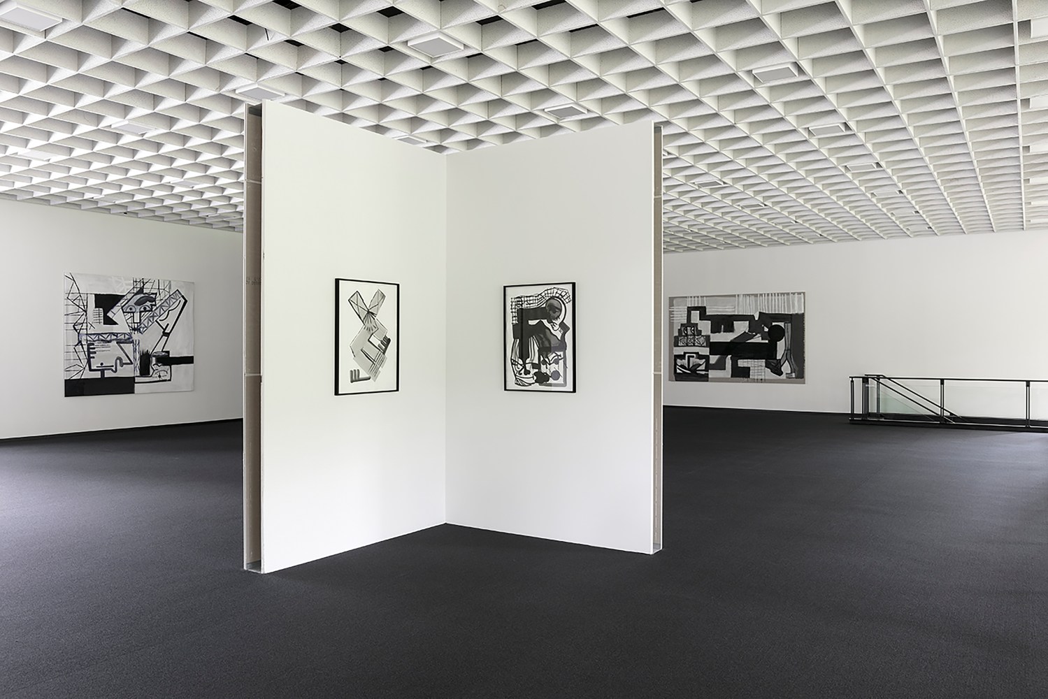 Installation view of paintings ans drawings by Tobias Pils