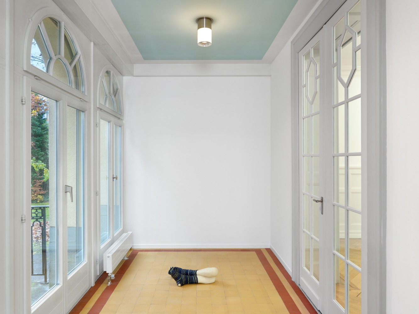 Installation view of sculptures by Valentin Carron