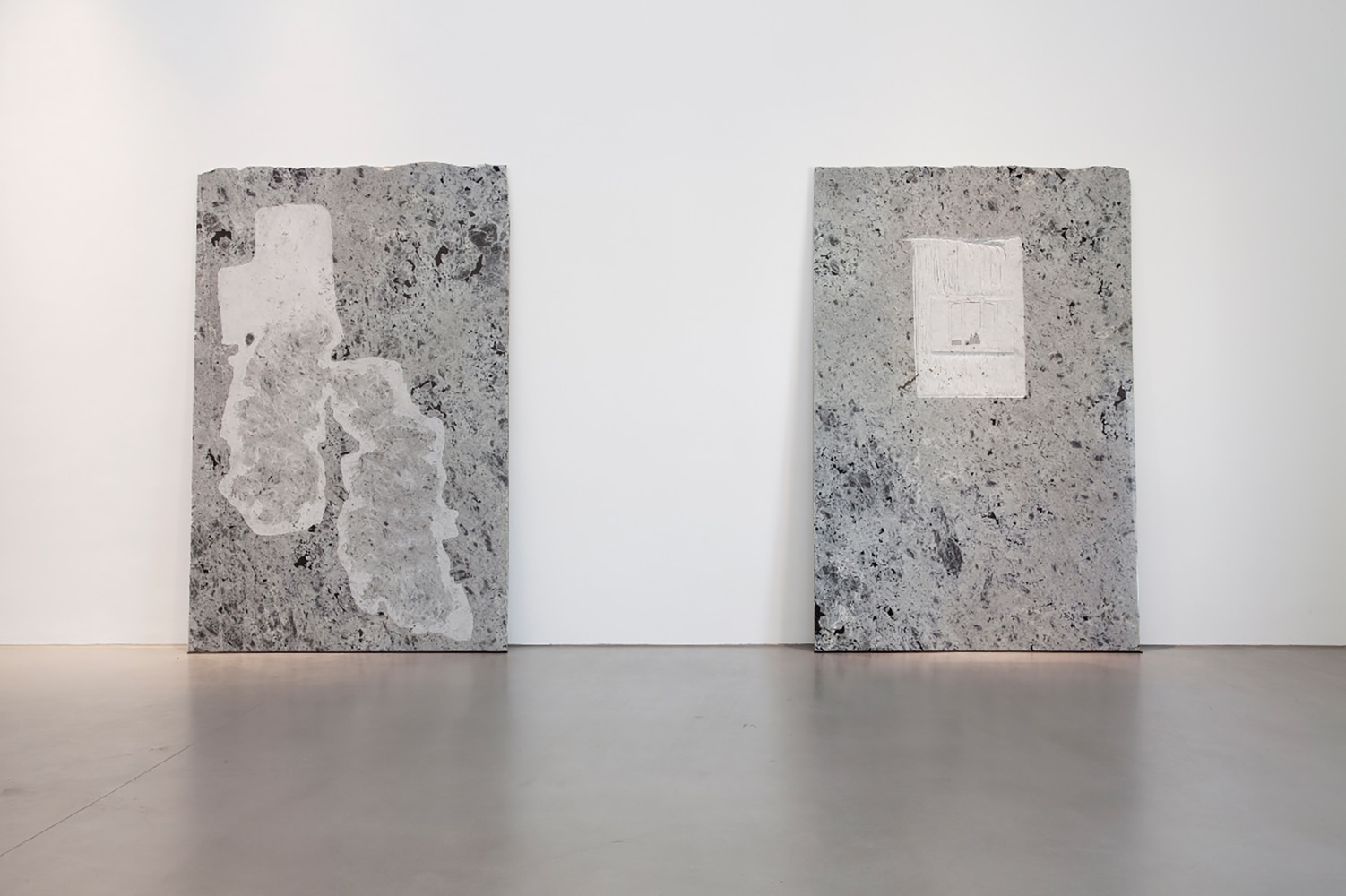 Installation view of sculptures by Trisha Donnelly