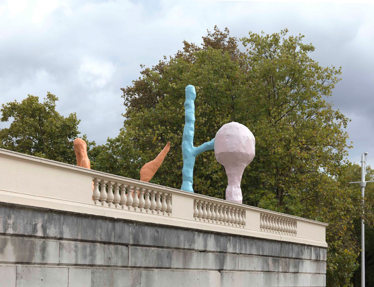 Installation view of sculptures by Franz West