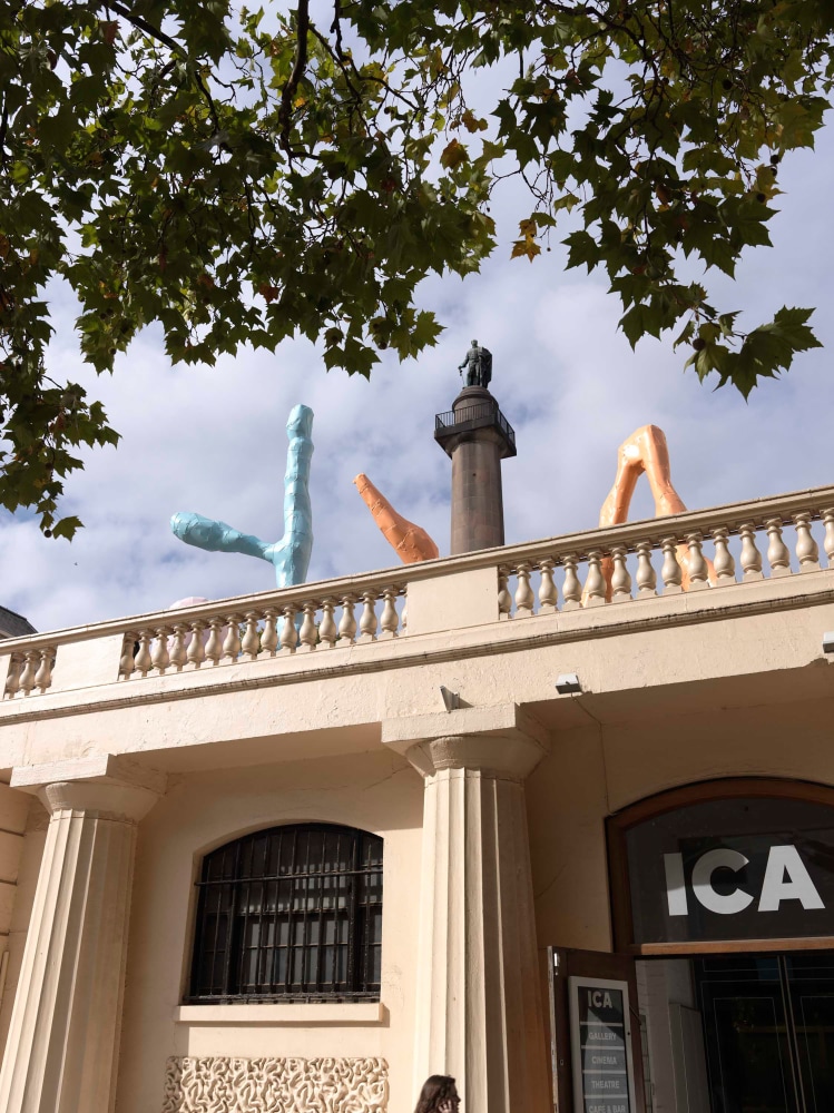 Installation view of sculptures by Franz West