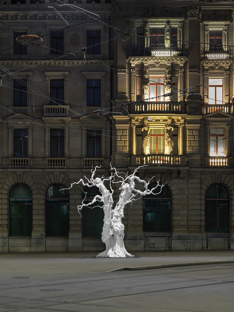 Installation view of sculpture by Ugo Rondinone