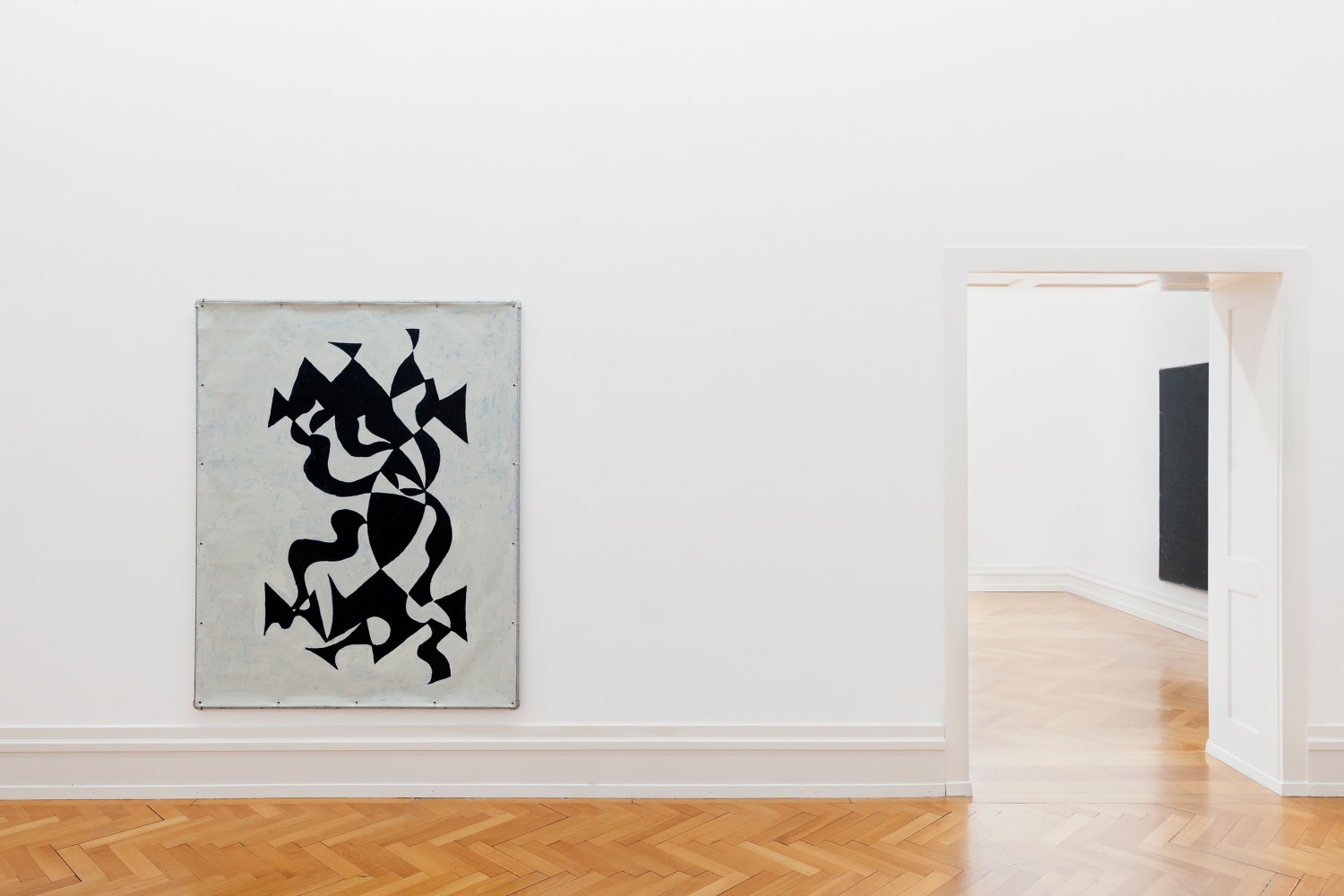 Installation views of paintings by Valentin Carron