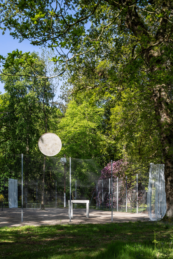 Installation view of outdoor sculpure by Martin Boyce