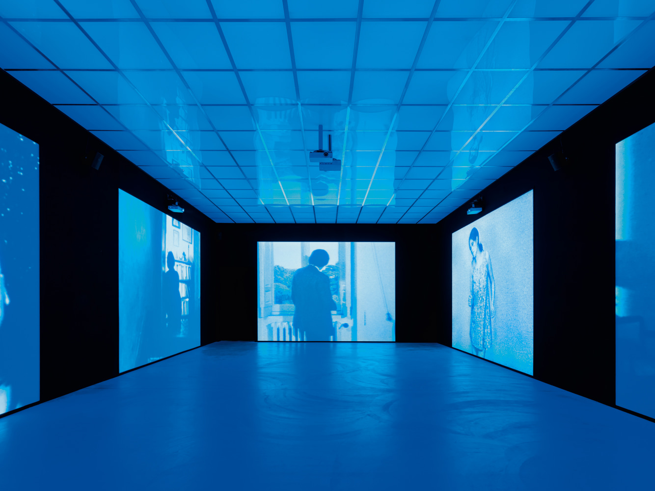 Installation view of video work by Ugo Rondinone