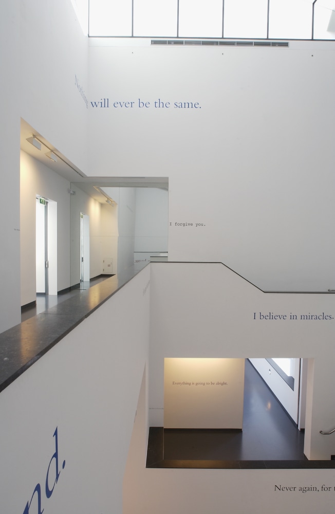Installation view of wall works by Douglas Gordon