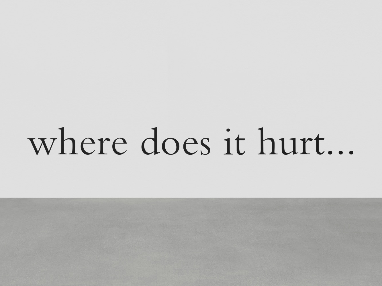 where does it hurt...

2019

Adhesive tape on wall

Dimensions variable

&amp;copy; Douglas Gordon