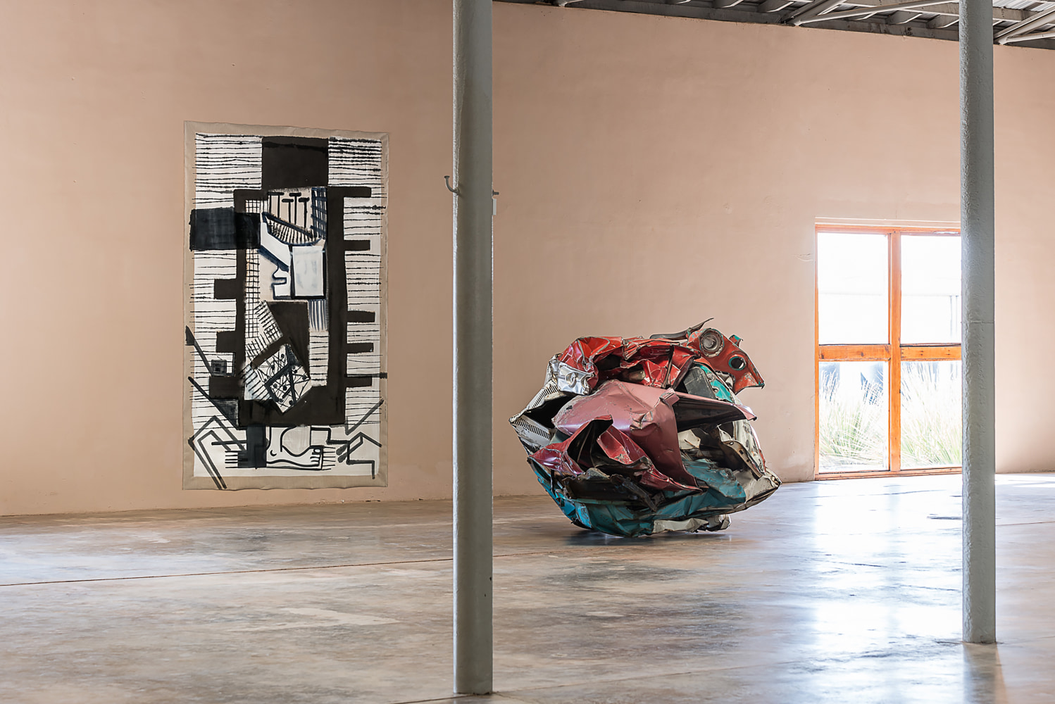 Installation view of paintings by Tobias Pils