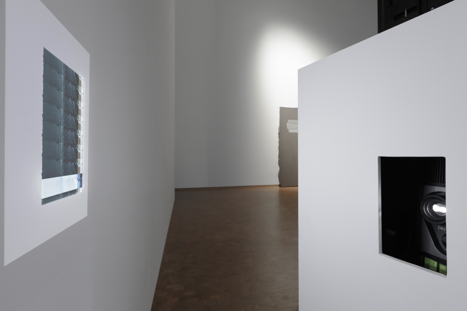 Installation view of videos and sculptures by Trisha Donnelly