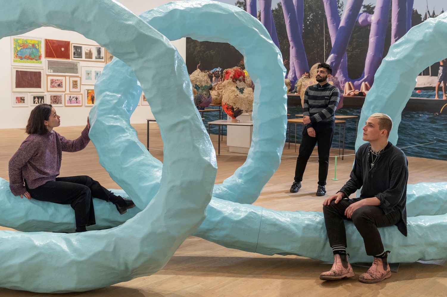 Installation view of works by Franz West