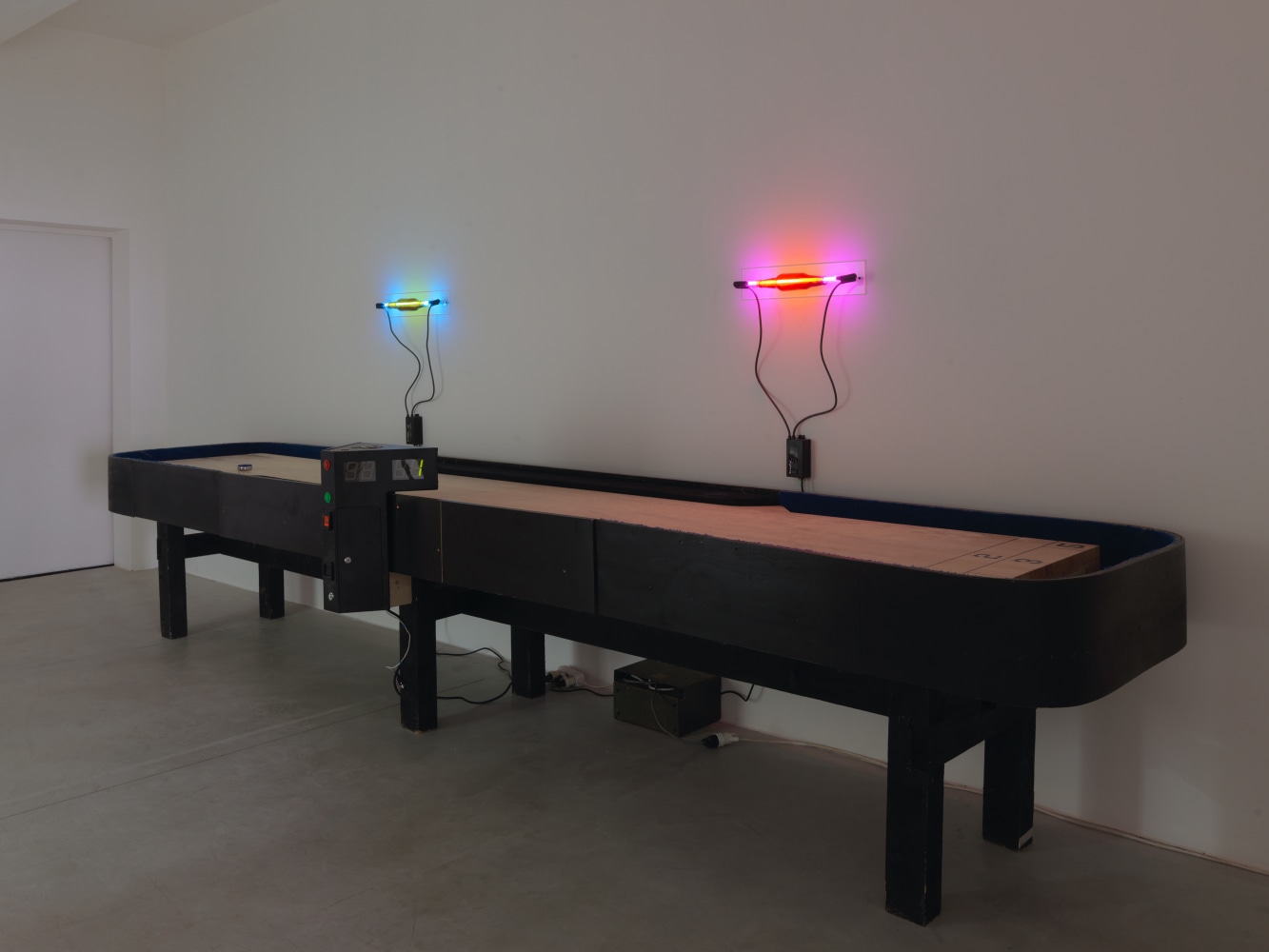 Installation view of sculptures by Oscar Tuazon