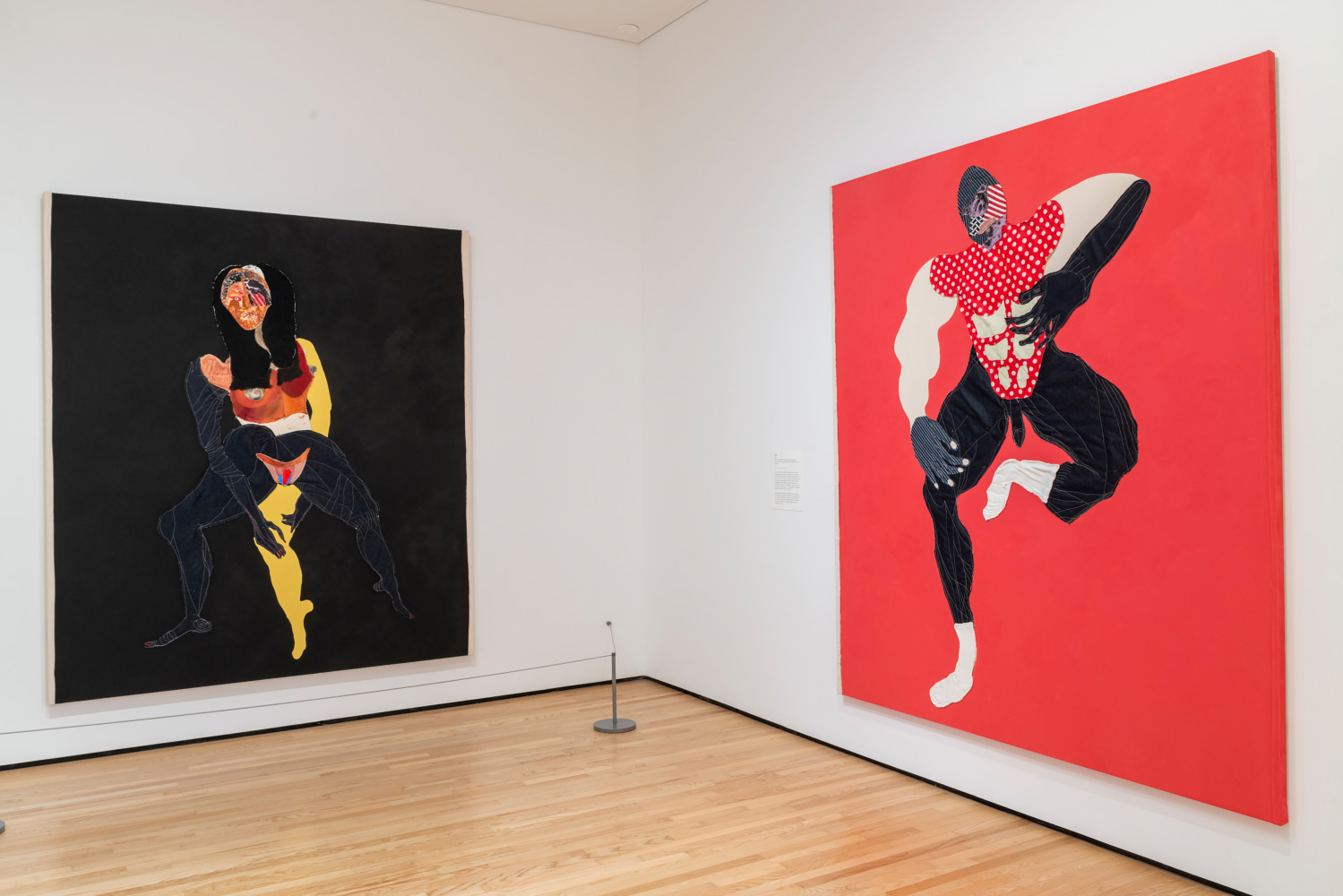 Installation view of paintings by Tschabalala Self