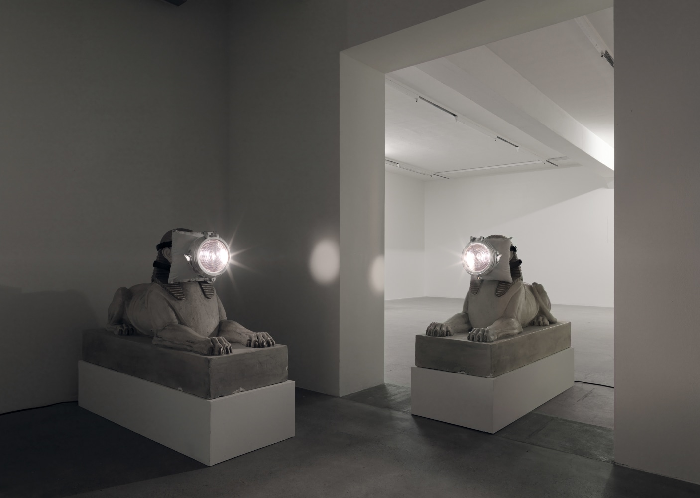 Installation view of Trisha Donnelly light and film installations