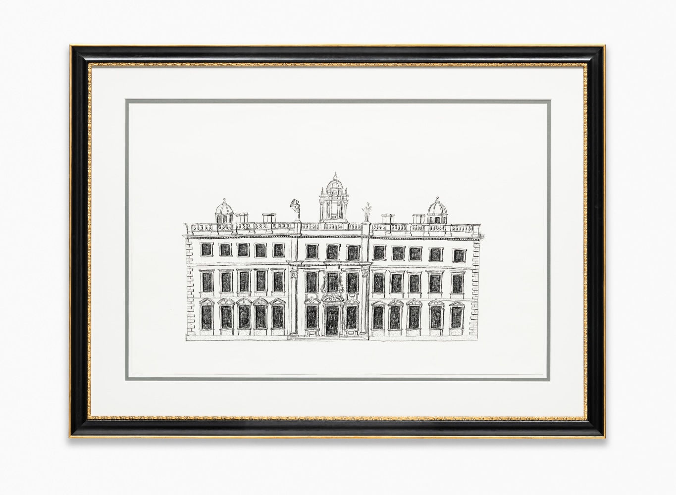 drawing of a Dorchester house by Karen Kilimnik