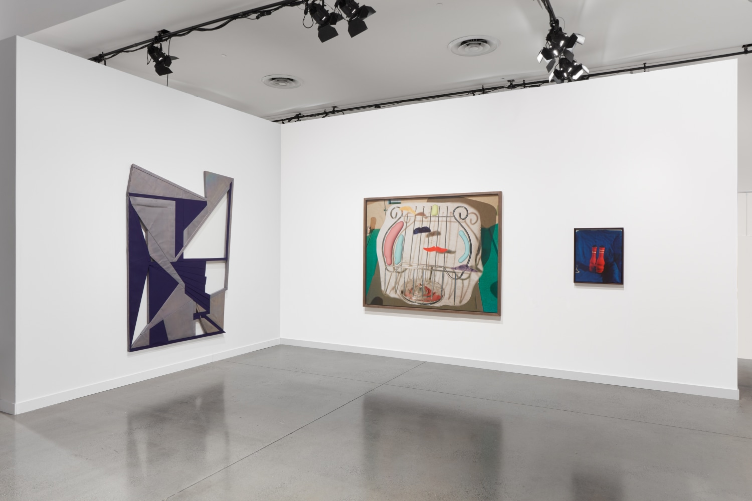 installation view of works by Lucas Blalock and Wyatt Kahn