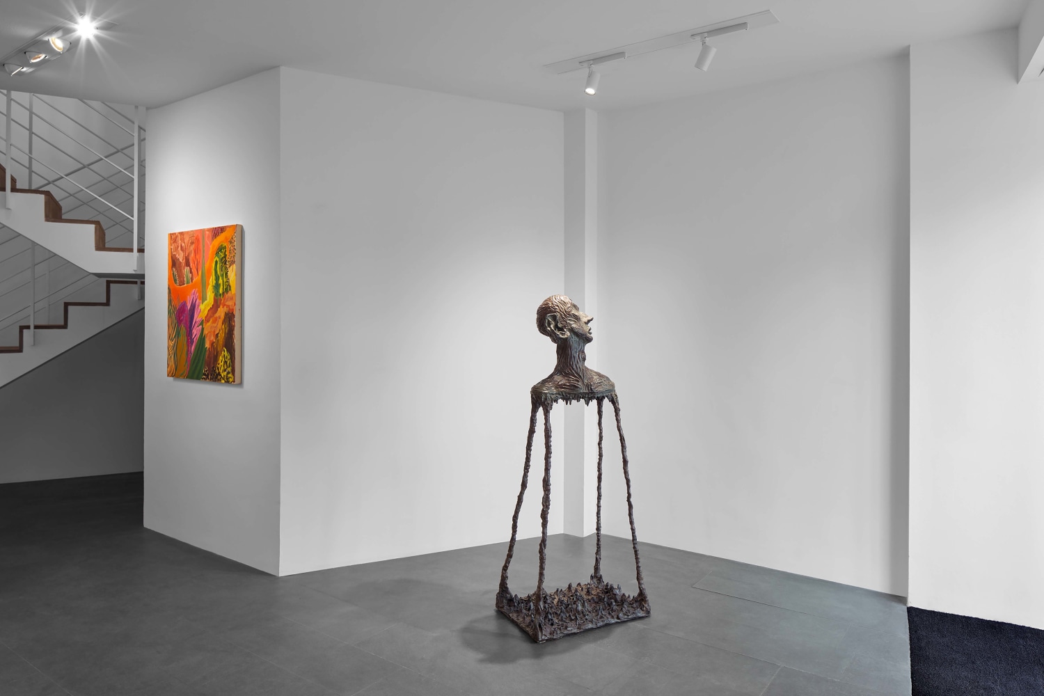 Installation view, Jean-Marie Appriou, Sam Falls, Shara Hughes, Galerie Eva Presenhuber at 75 Faubourg, Paris, 2021