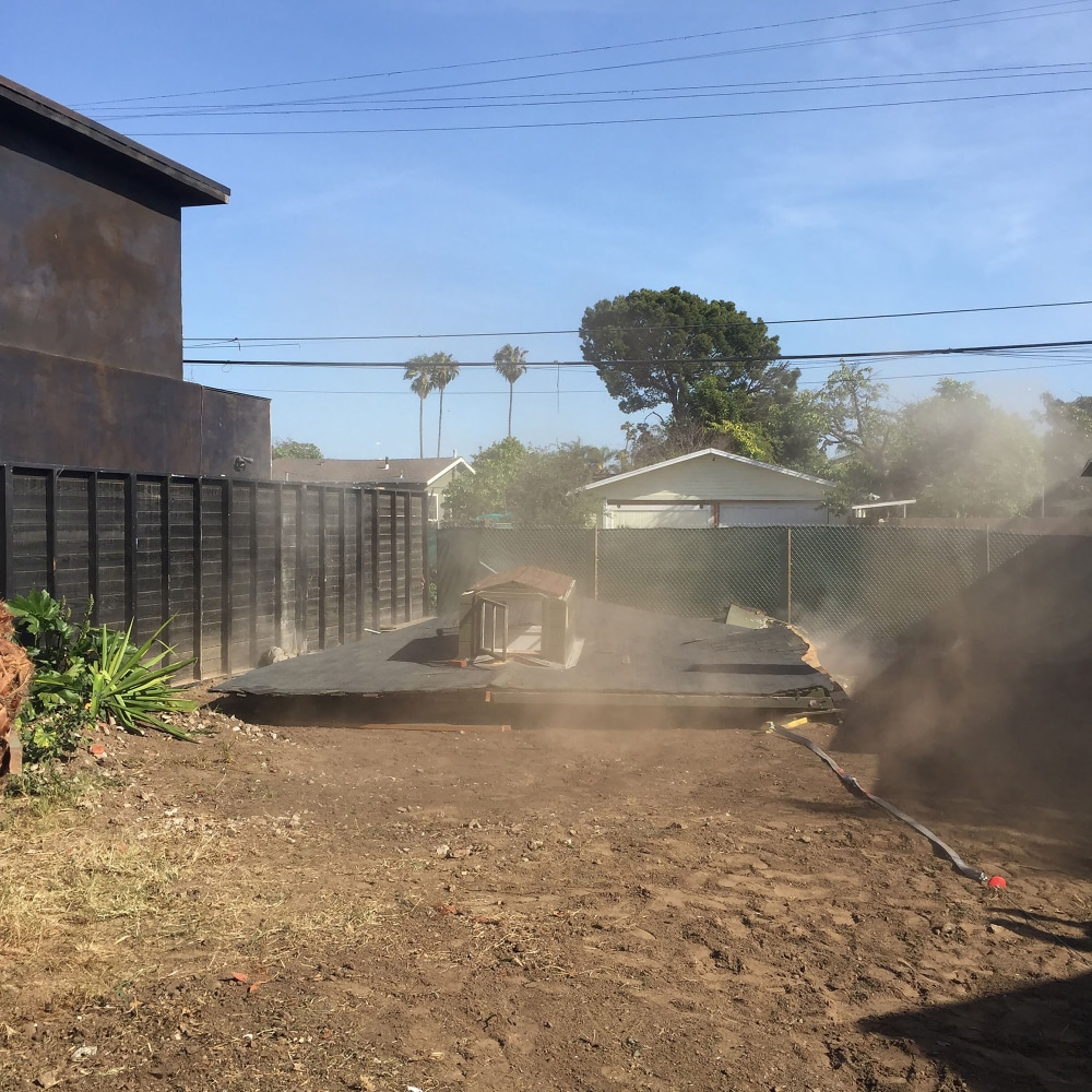 Installation view of sculpture by Oscar Tuazon