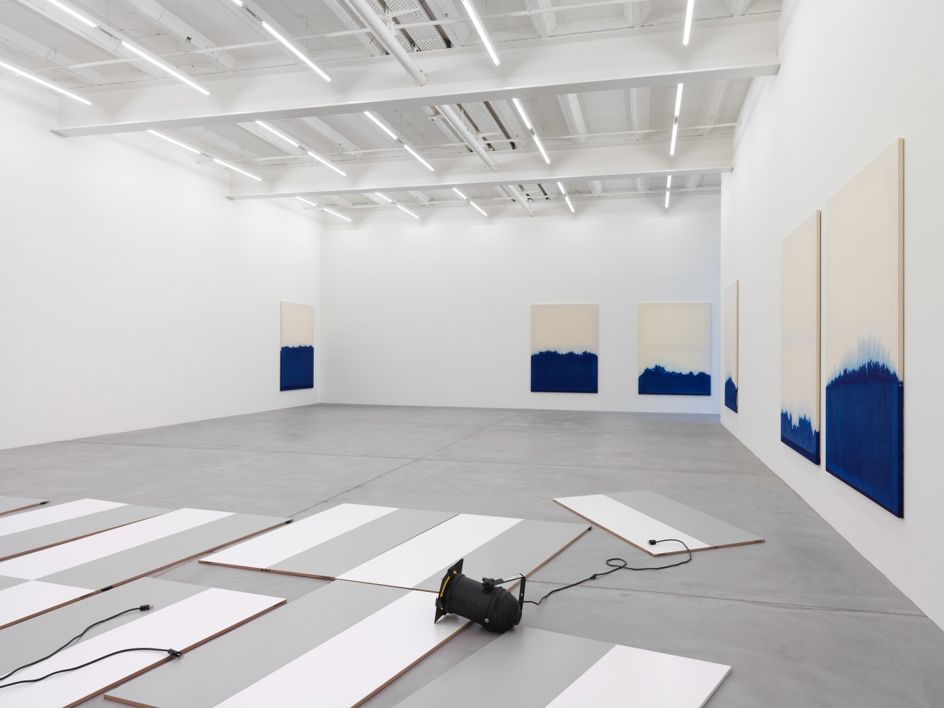 Installation view of paintings and sculptures by Latifa Echakhch
