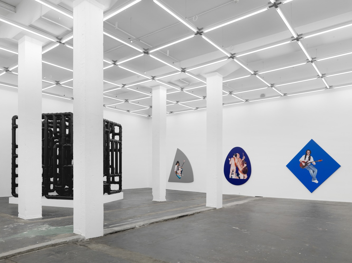 Installation view of Steven Shearer printed works and sculpture exhibition