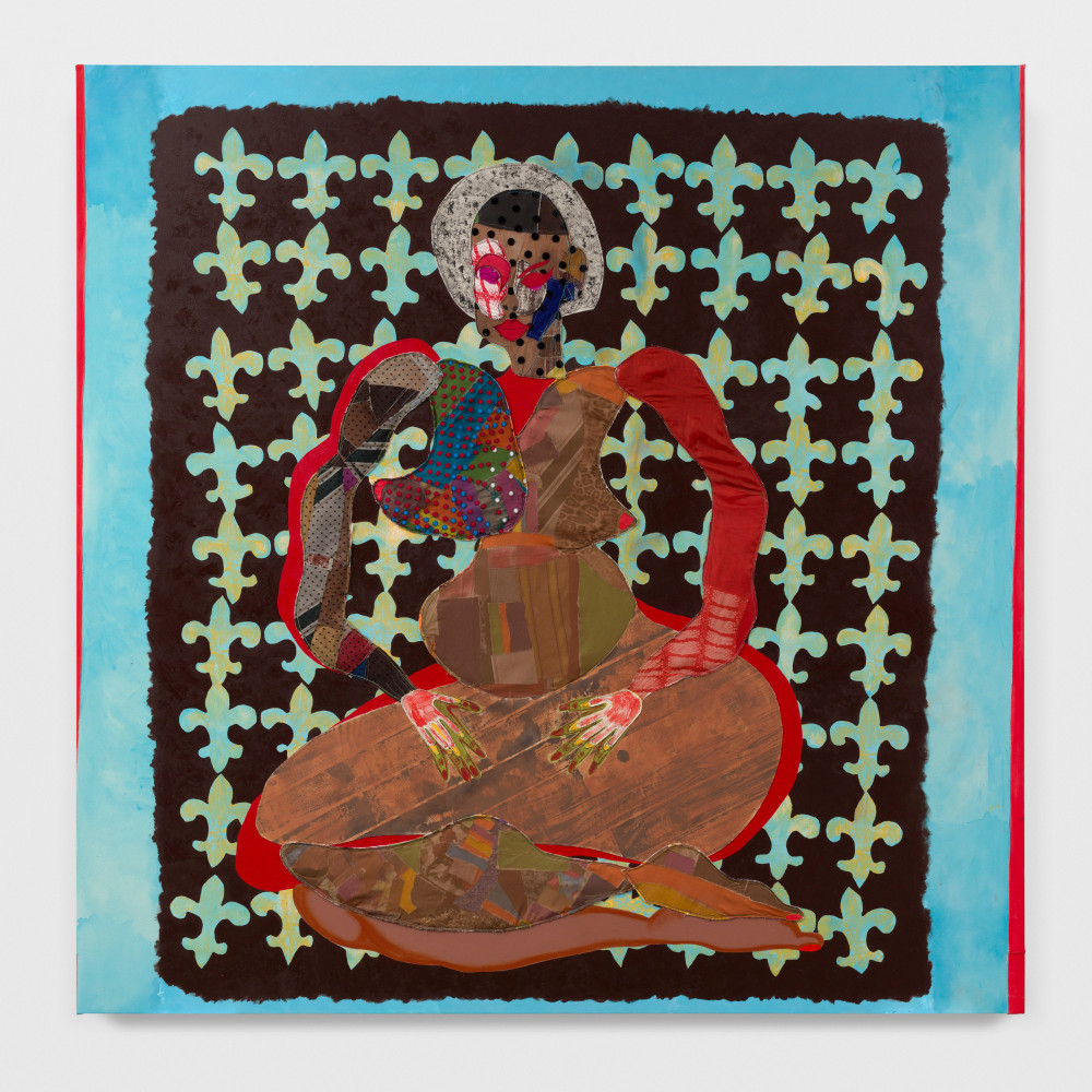 Incarnation

2024

Acrylic paint, oil paint, fabric, thread, painted canvas on canvas

244 x 244 cm / 96 1/8 x 96 1/8 in

&amp;copy; Tschabalala Self