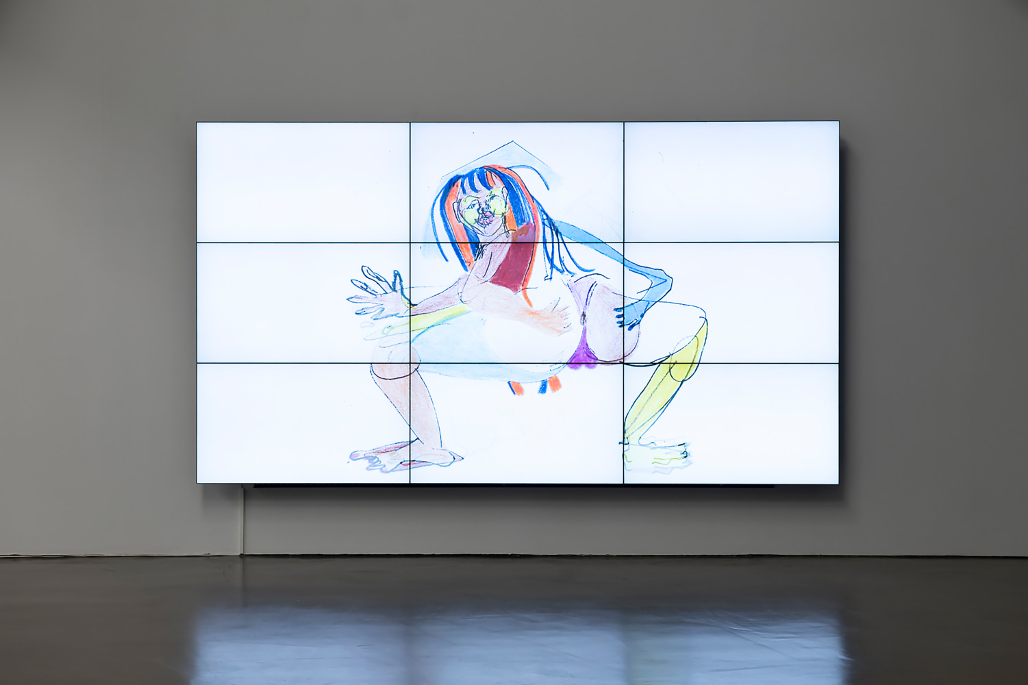 Installation view of video installation by Tschabalala Self