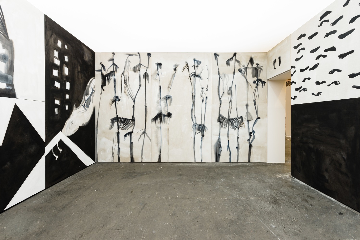 Installation view of paintings by Tobias Pils