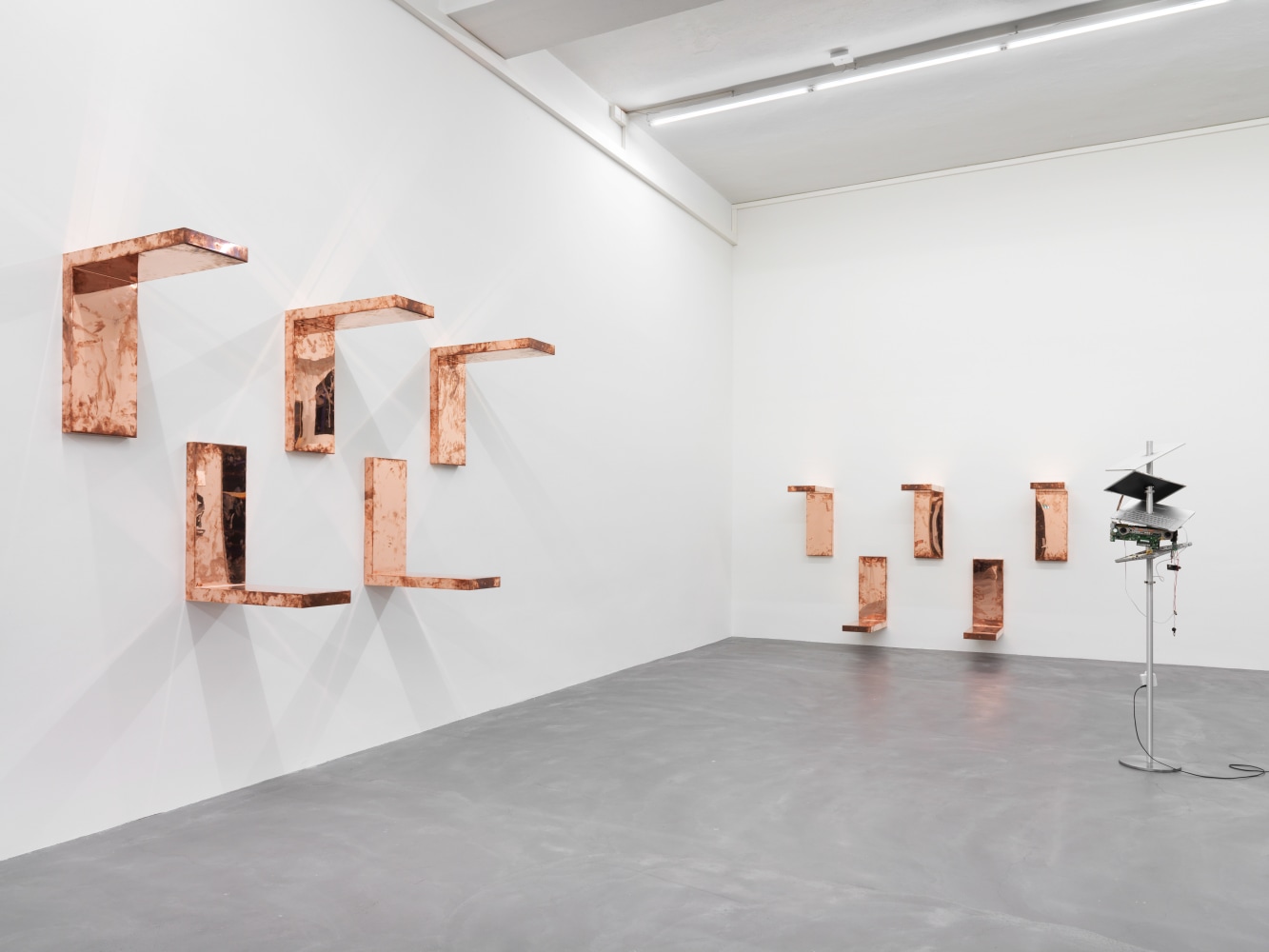 Installation view of Walead Beshty photography and sculpture exhibition